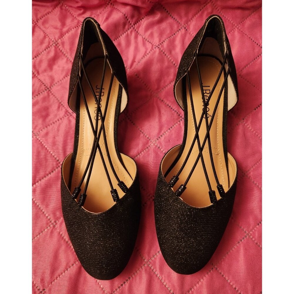 J. Renee Black Metallic Flats Ladies Size 8